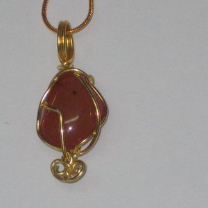 New, wire wrapped stone on 925 gold necklace approximately 12.5 long necklace